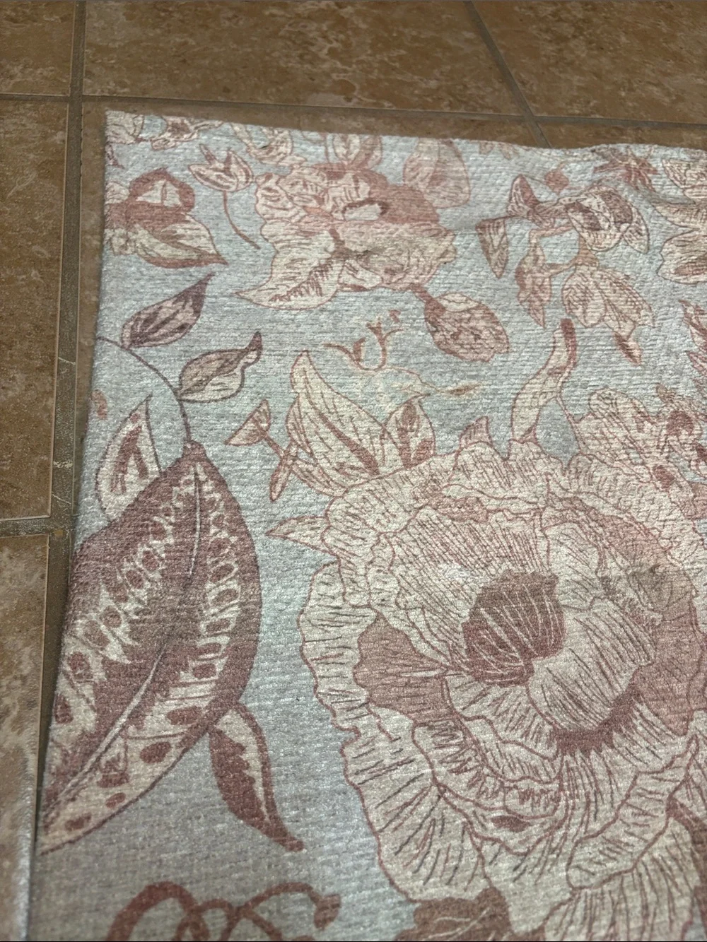 Accent Rug in Light Blue Cream, Tan, Brown- No. slip Backing
